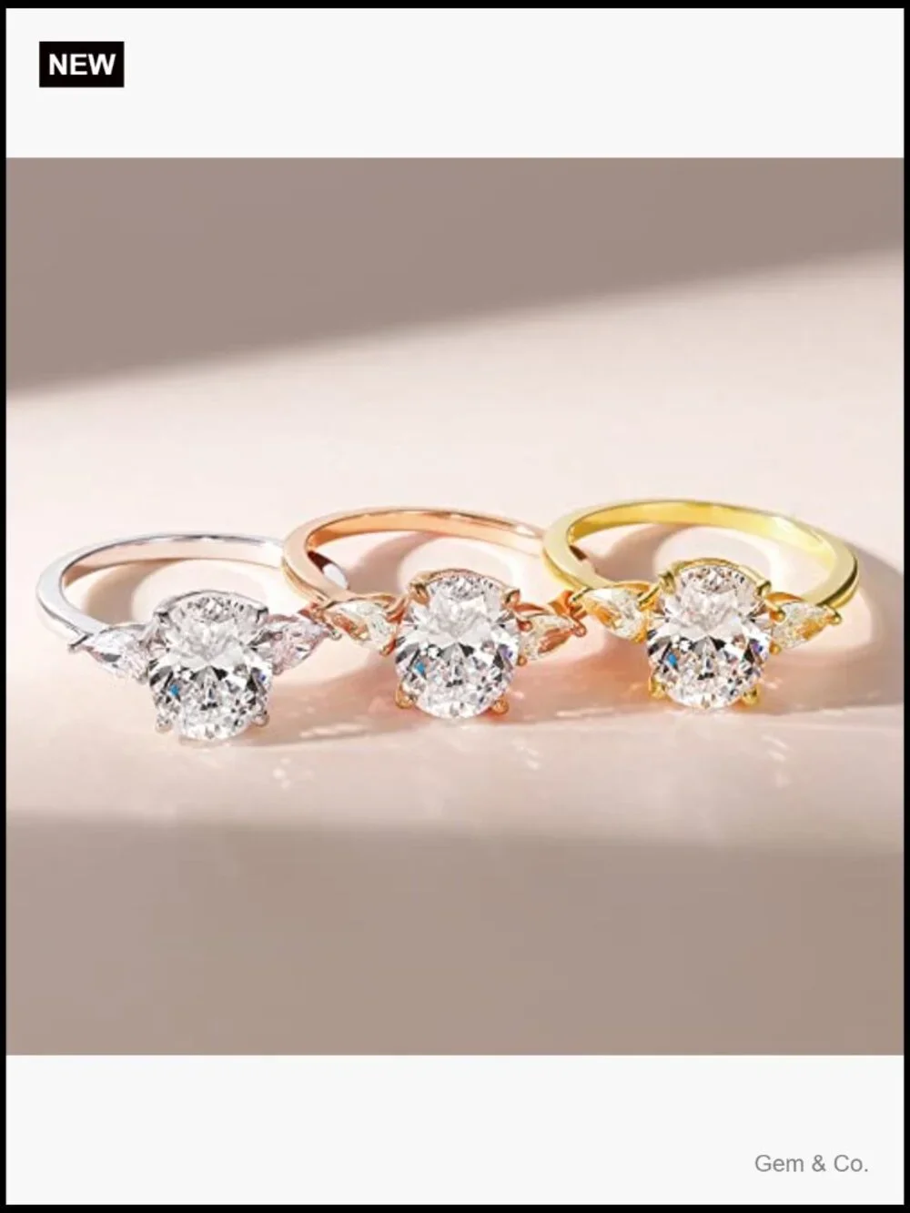 3-Stone Oval Cut CZ Wedding Promise Ring Sterling Silver S925 Size 3-13